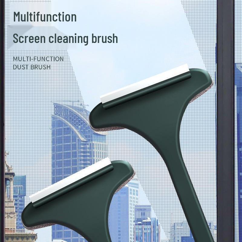 PP Dual-Use Soft Bristle Window and Glass Cleaning Tool with Double-Sided Wiper