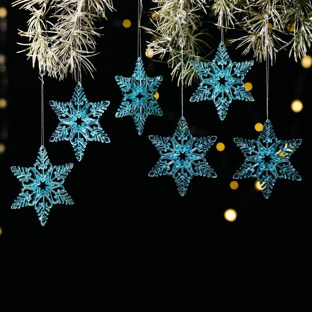 Crystal Snowflake Acrylic Snowflake Pendant Transparent Xmas Tree Ornaments  New Year Celebration