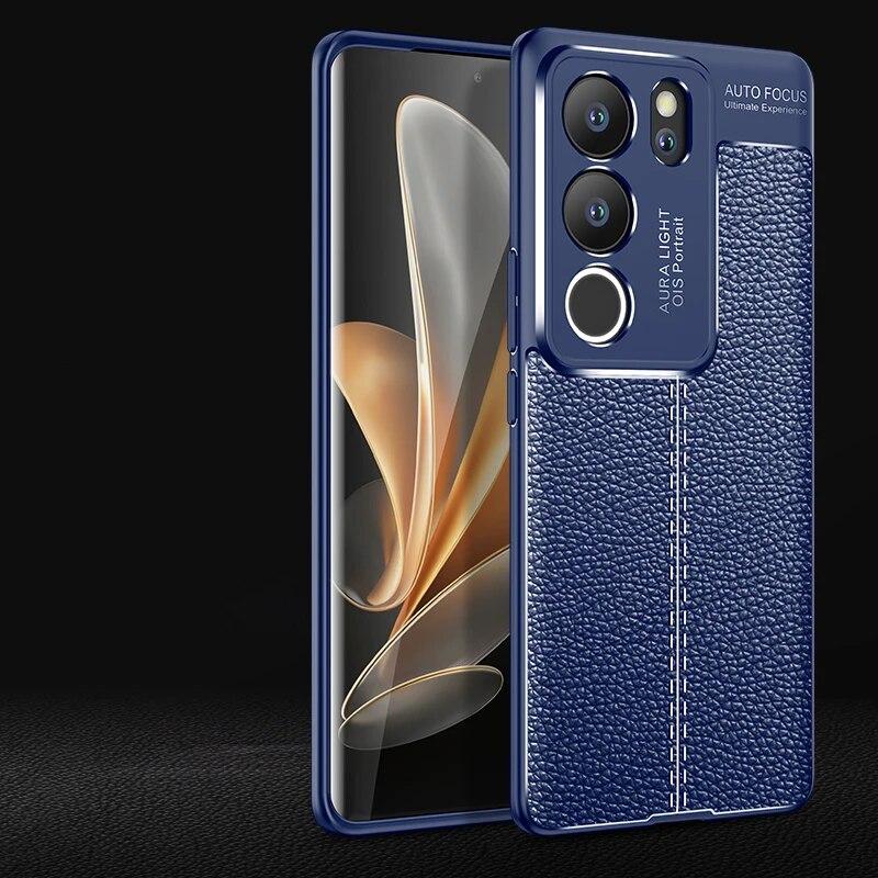

Для обкладинки Vivo V29 Чохол для Vivo V29 Capas Armor Luxury Phone Back Протиударний бампер М’яка шкіра TPU для Fundas Vivo V 29 V29 For Vivo V29 синій