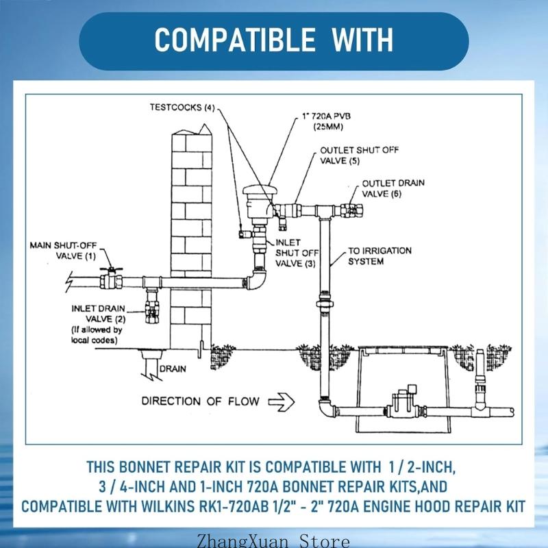 3XUF 720A Pressure Vacuum Breaker Repair for 1/2 3/4 1Inch Bonnet Repair