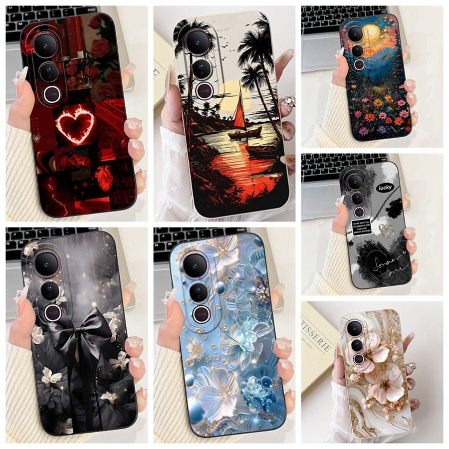 For Vivo V50 Lite Case Liquid Soft Silicone Fashion Newest Painting Back Cover For VivoV50lite V 50 5G Matte Phone Cases
