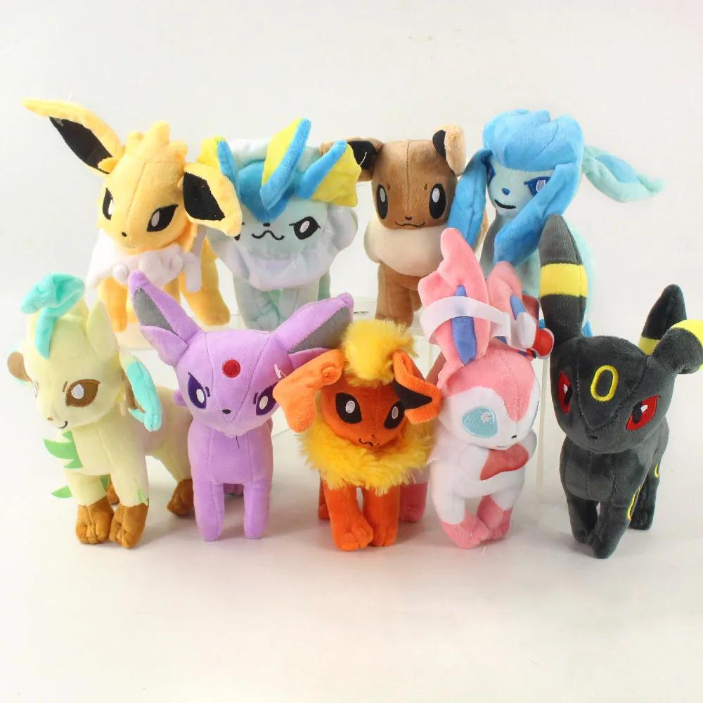 9pcs/set 20cm Plush Dolls Toy Standing Glaceon Leafeon Flareon Sylveon Birthday Toy Gift