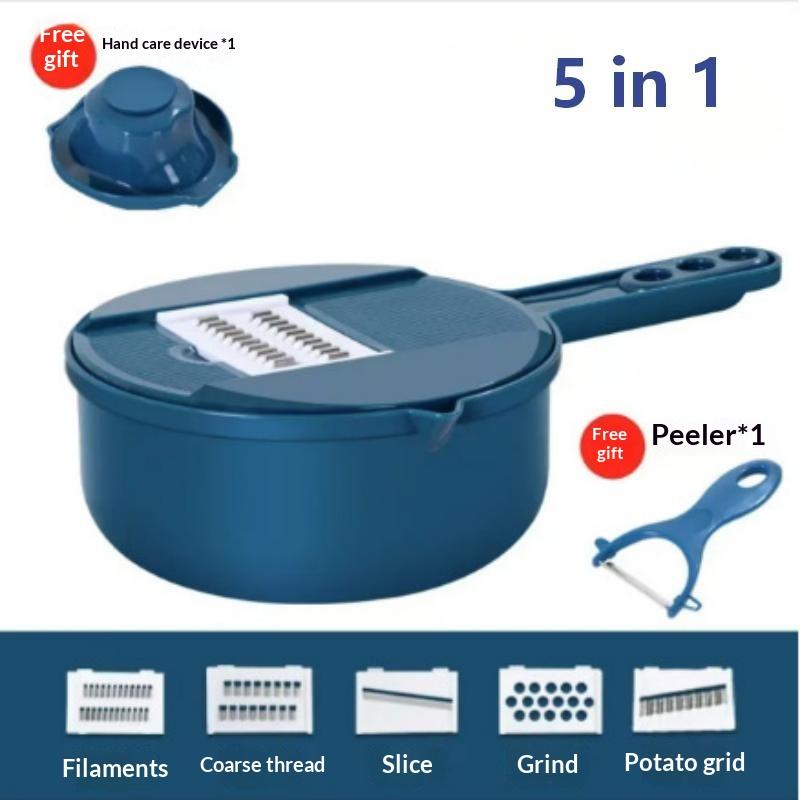 Manual Vegetable Cutter Slicer Grater with Drain Basket Detachable Blade Sharp Blade for Efficient Fruit Veggie Cutting
