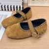 Fashion High Quality Woven Faux Suede Flat Shoes 2025 Mary Janes Elegant Casual Women Shoes Metal Belt Buckle Comfy Flat Loafers
