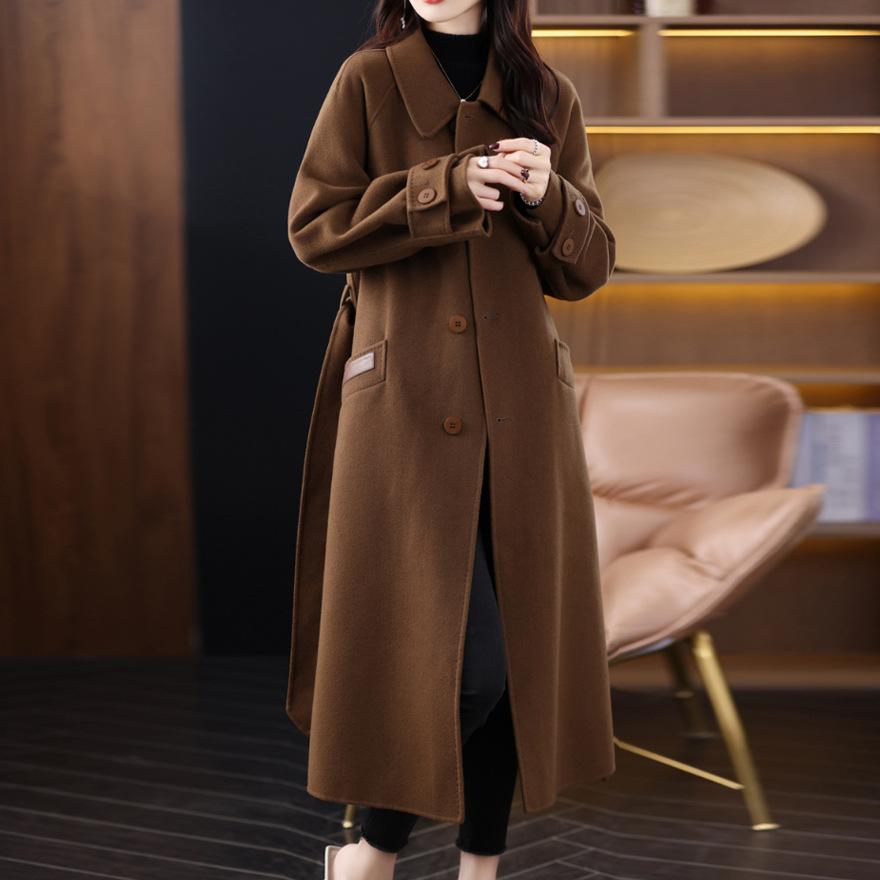 Design Sense Niche Double-sided Wool Coat Women's Extended Autumn and Winter New Loose and Thin Fur Coat