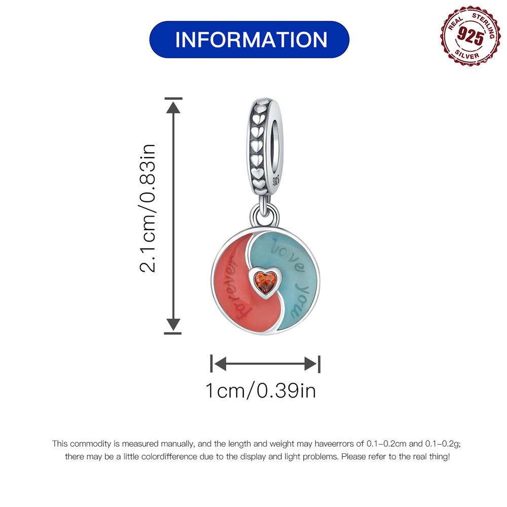 Beads Copper Charms Original Love Circular Pendant Beads Fit Bracelet Jewelry Diy Women Fine Gift Accessory