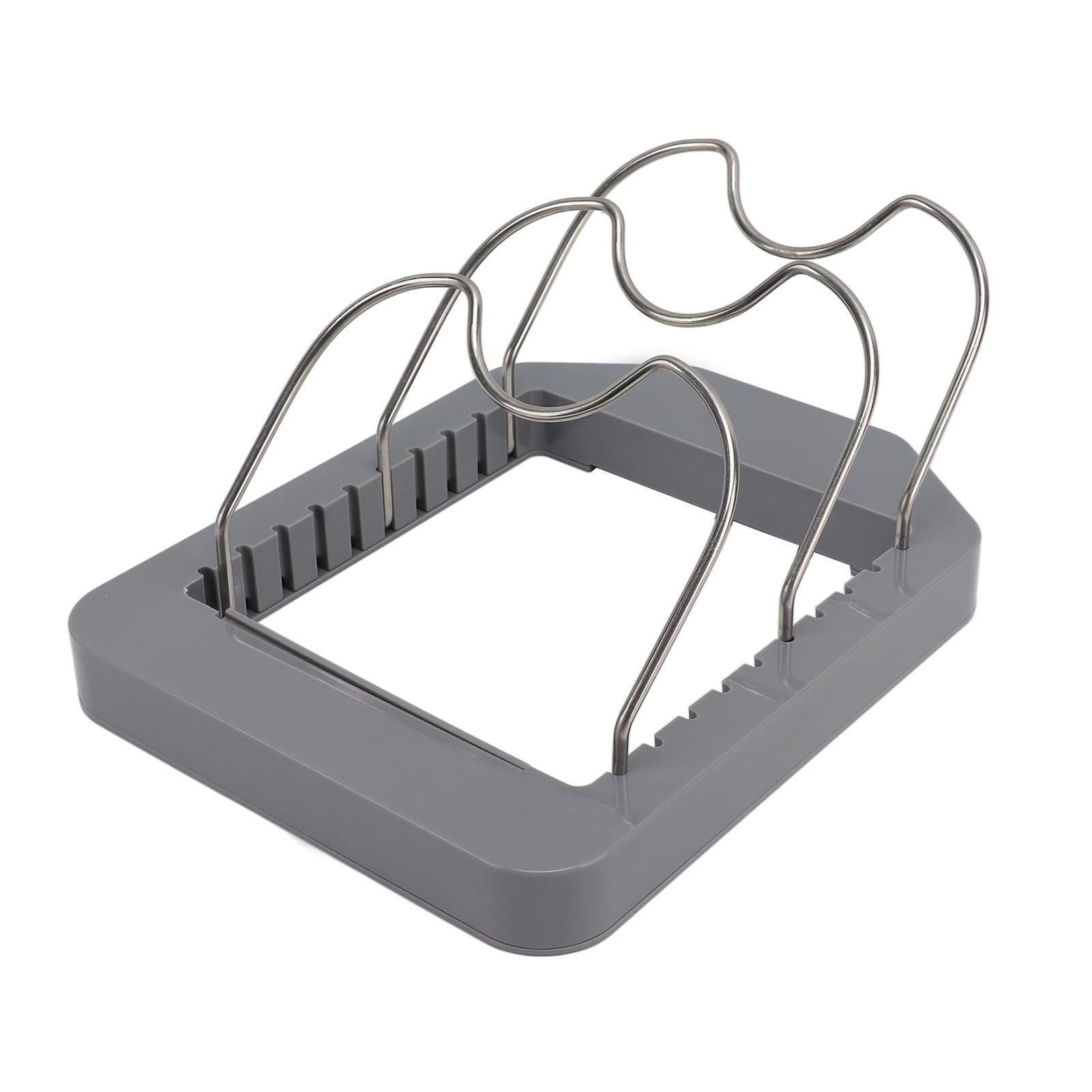 

Pot Lid Organizer Plastic U Shaped Cooking Top Cover Storage Rack for Home Kitchen Grey серый