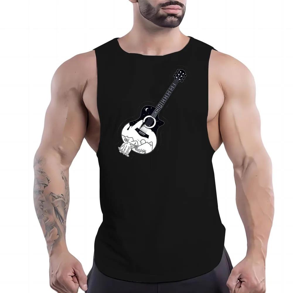 2023 Four Seasons New Outdoor Sports Wind 2d Violin Print Men'S Casual Comfortable Breathable Sports Shirt Vest Tops Y2k