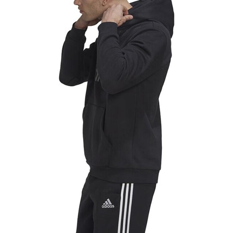 Adidas Základní mikina s kapucí z francouzského froté s maskáčovým potiskem Černá Pánská Streetwear HL6933