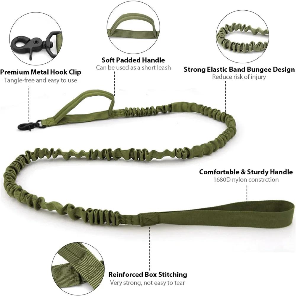 Tactical Dog Collar Training Set Heavy Duty Outdoor AntiPull Leash Metal Buckle Collar Reflective Stitching for Medium Large Dog