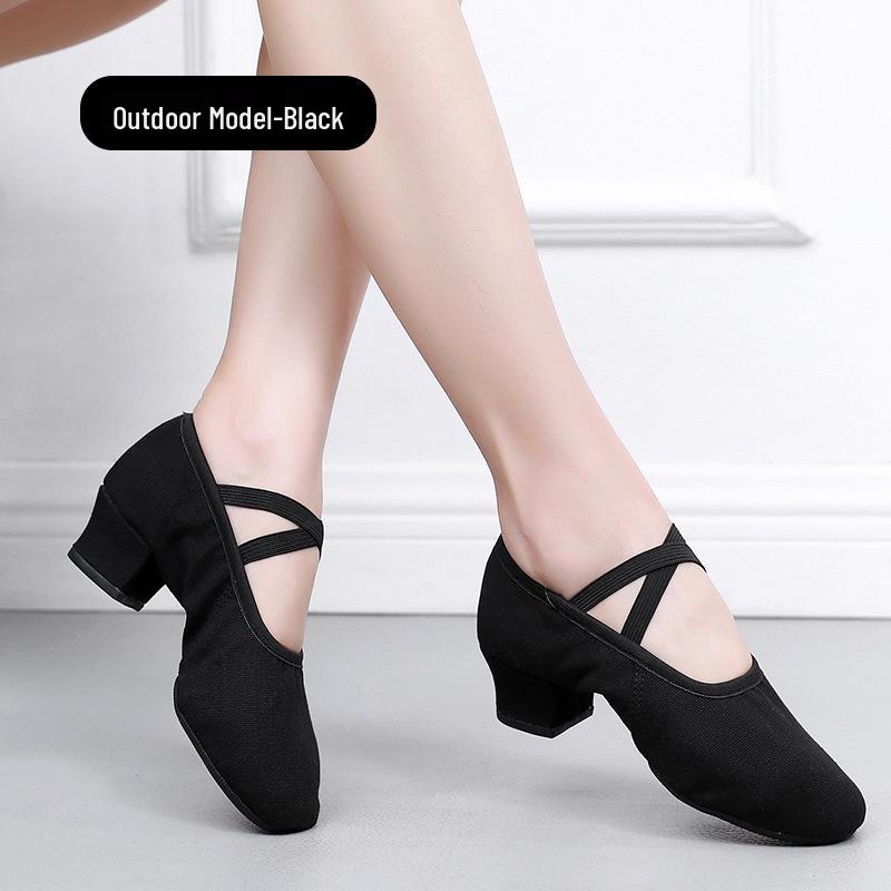 

Женские нескользящие черные туфли на высоком каблуке для танцев для балета и квадратного танца 40