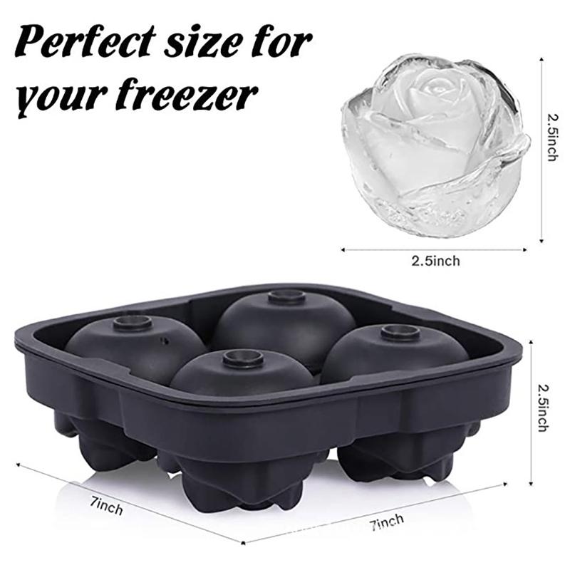 3D Ice Cube Tray Silicone Rose shape Ice Mold Refrigerator DIY Moulds Ice Ball Maker Whiskey Cocktail Ice Stencil Kitchen Tools