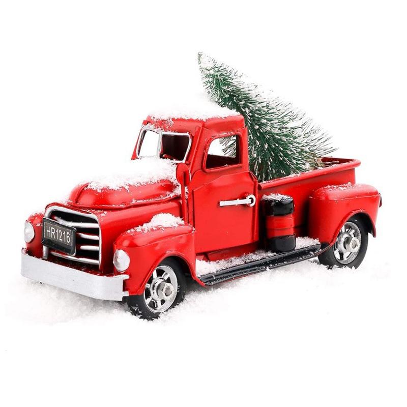 

Red Metal Truck Christmas Party Decoration Table Top Decor For Home Kids Gifts