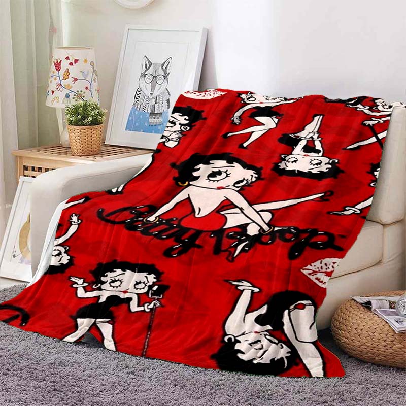 2026 New Model Cartoon B-Bettyy-Boopp Blanket Flannel Sofa Bed Warm Plush Office Comfortable Portable Gift Picnic Blanket