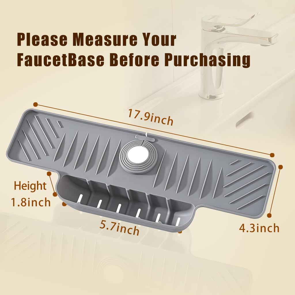 Silicone Faucet Splash Guard Mat Faucet Sink Drying Mat Dish Sponge Holder for Home Kitchen