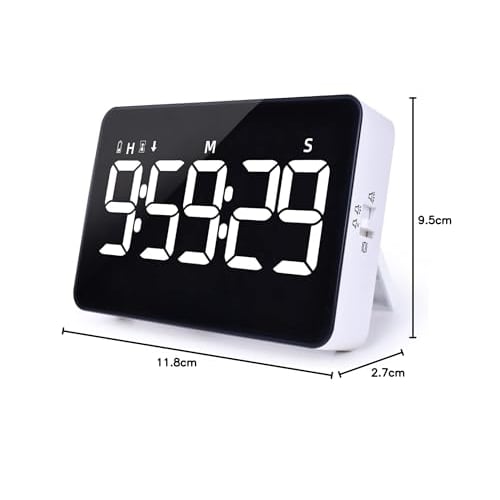 Xflyee Timer, Study Timer, Kitchen Timer with Magnetic Stopwatch, Digital LED Display, 10-Hour Countdown/Countup Function, Silent Vibration, Volume an