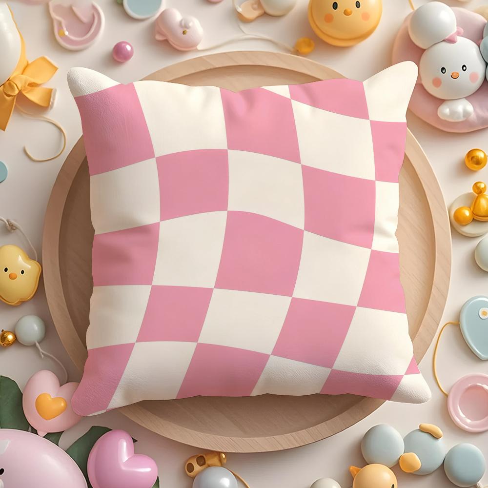 Space Distortion Grid Diagram Cushion Cover Short Plush DoubleSided Printing Home Machine Washable In Warm Winter Pillow Cover