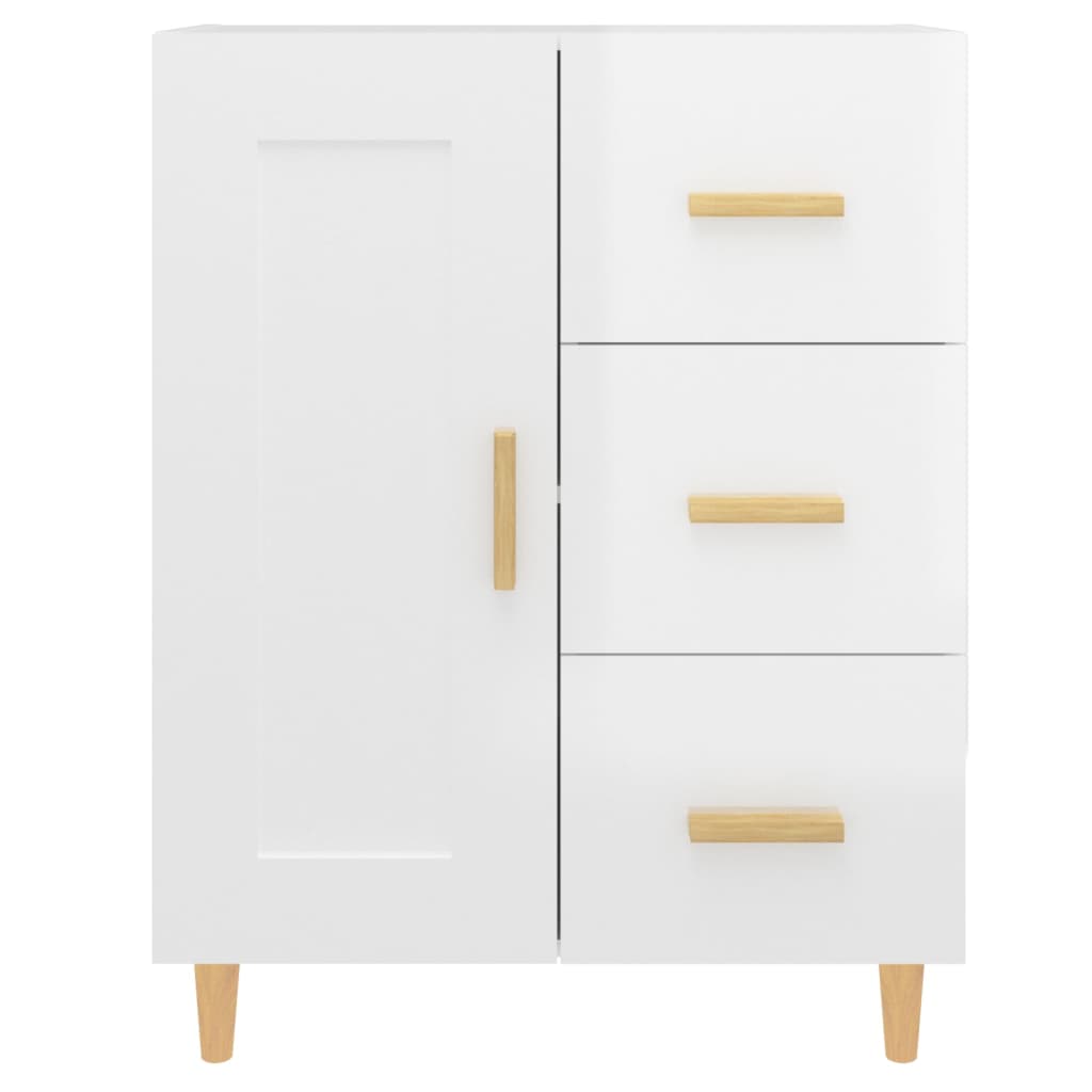 Sideboard High Gloss White 69.5 X 34 X 90 Cm Engineered Wood