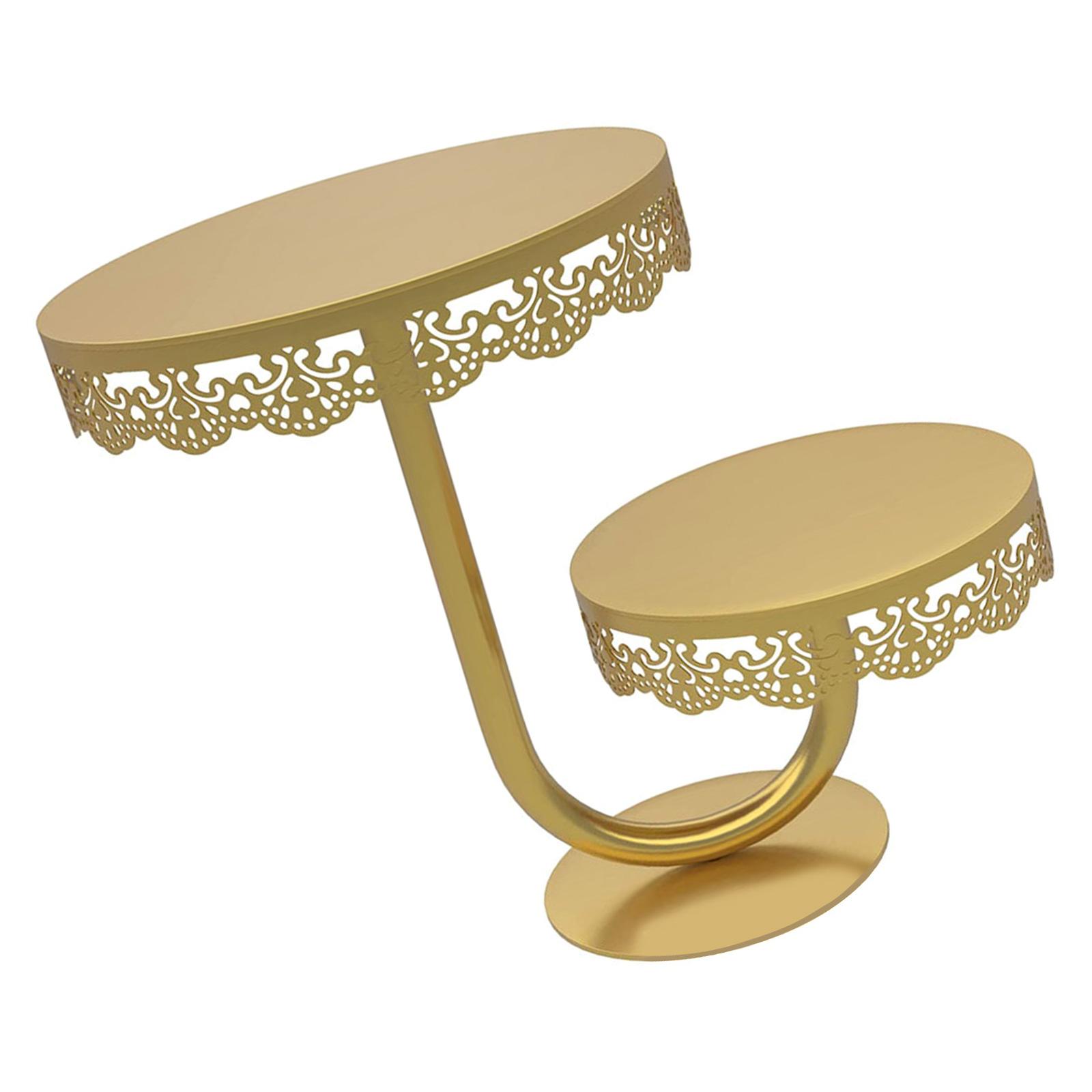 Элегантная двухъярусная подставка для торта на день рождения, железная круглая подставка для десертов, металлическая подставка для десертов для кухни или столовой B