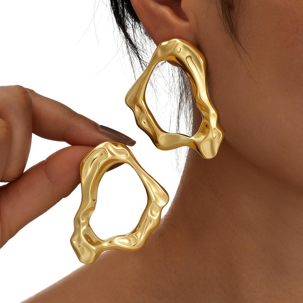2 Paar Übertriebene Geometrische Legierung Ohrringe Damen Einfacher Mode Statement Ohrschmuck Luxuriöse Minimalistische Hängeohrstecker für Alle Altersgruppen