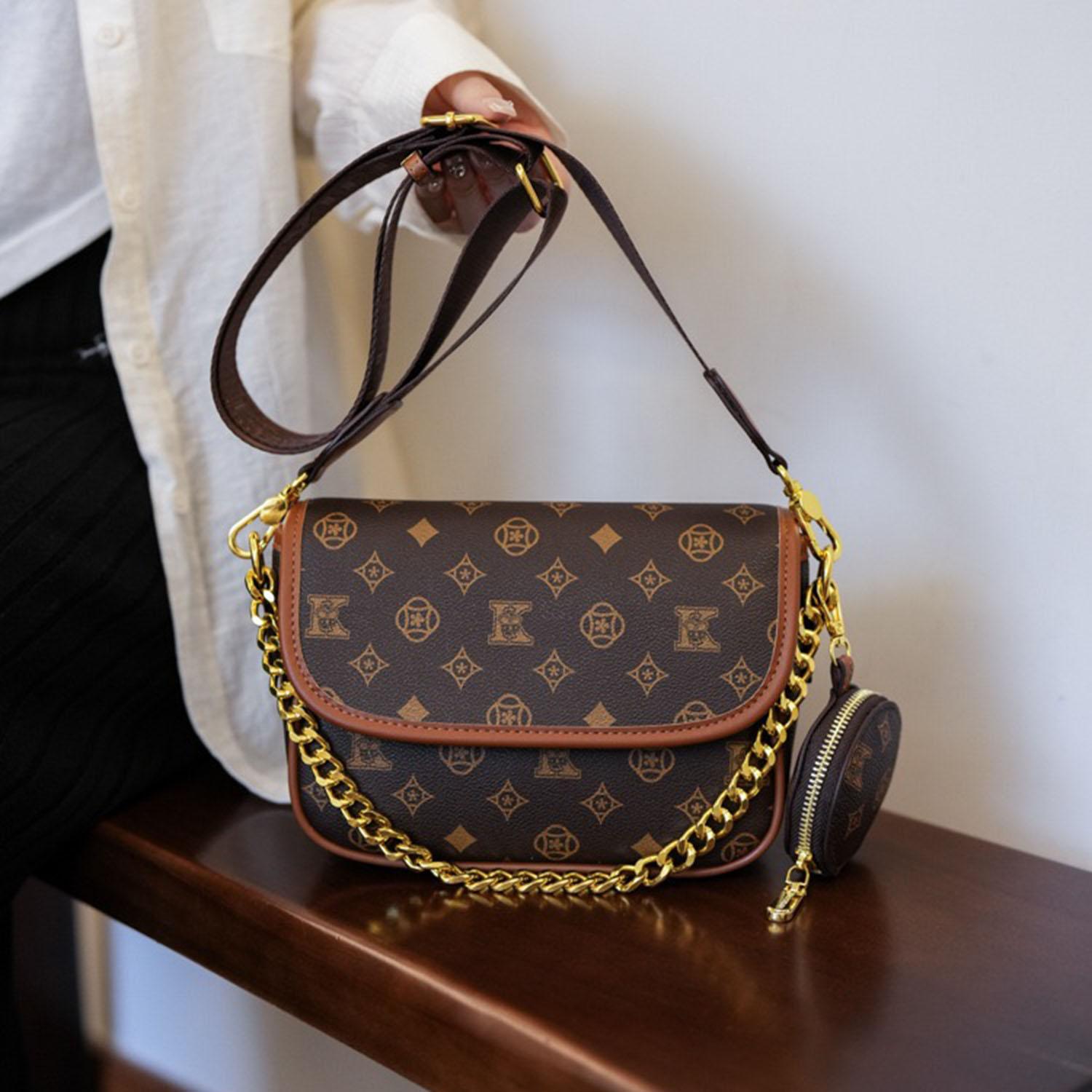 

Women s high-end retro saddle bag fashion and versatile shoulder bag crossbody bag коричневий