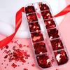 12 Gitter Valentinsrot Liebesherz Pailletten Nailart Flocken Kreuze Dekoration für Gel-Maniküre Zubehör Nagelstylist Zubehör