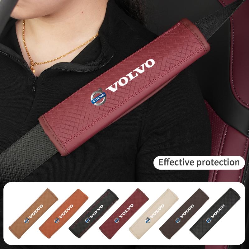 AALF1 2pcs Car Safety Belt Cover Seat Belt Shoulder Strap Sleeves For Volvo C30 C70 S60 S80 S90 T6 V50 V60 V70 V90 XC40 XC60 XC70 XC90