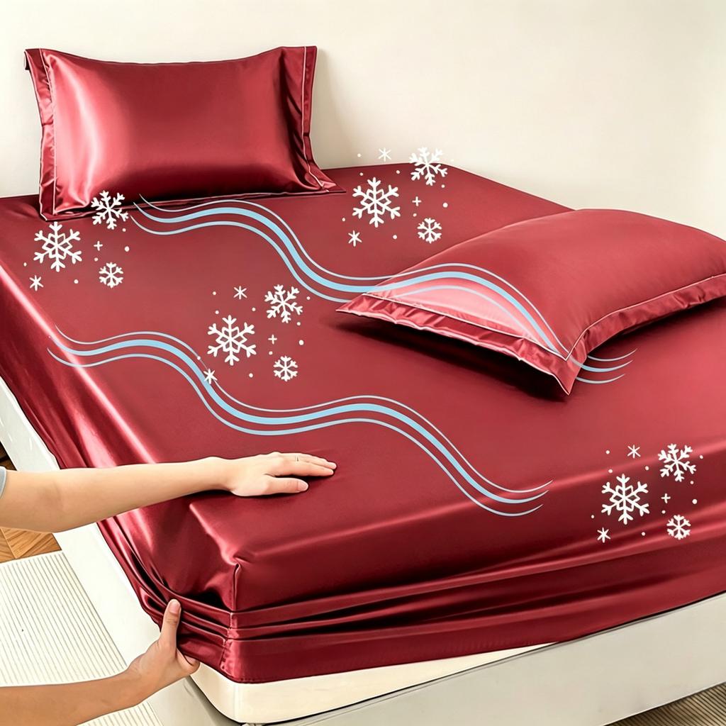 Cooling Bed Sheet for Hot Sleepers, Summer Breathable Mattress Protector with 360° Elastic - Cooling Fabric, Anti-Wrinkle Fade & Shrink