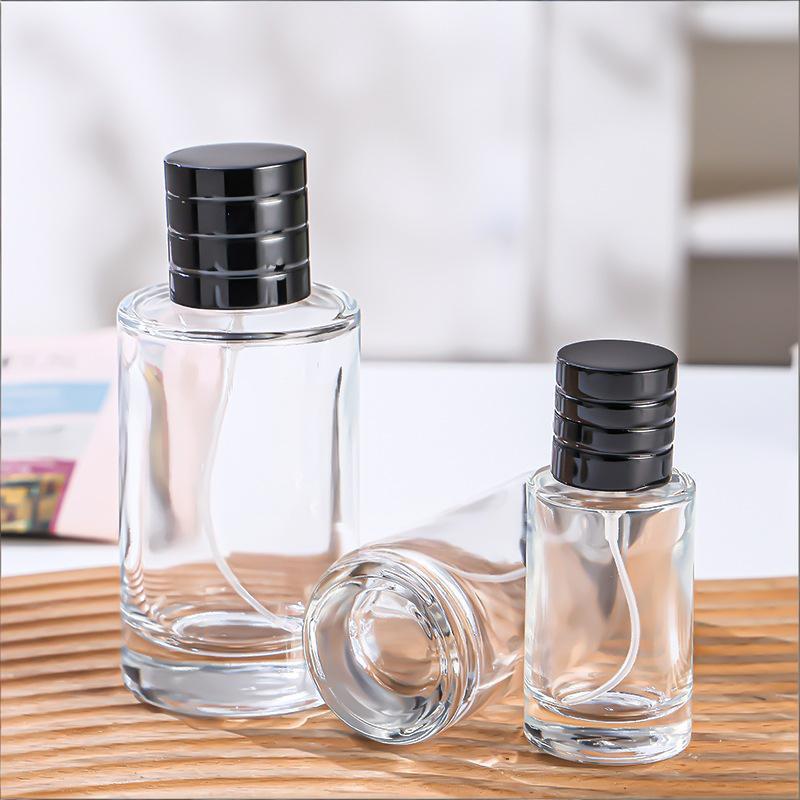 Transparent Spray Glass Bottle, 50ml/100ml, Round Bayonet Design for Perfume or Toner Refill