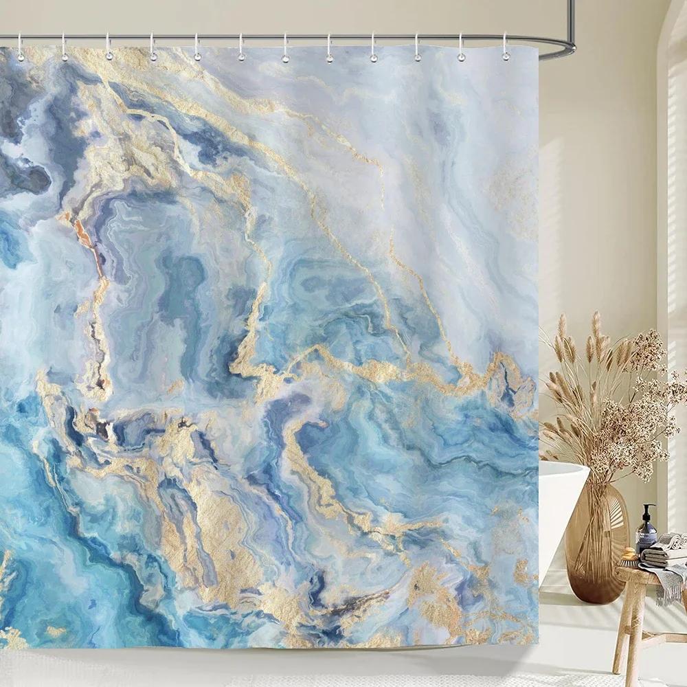 

Marble Pattern Texture Shower Curtains Art Abstract Gradient Bathroom Waterproof Polyester Bath Curtain Home Decor With Hooks W60H190(CM)-1 Pcs