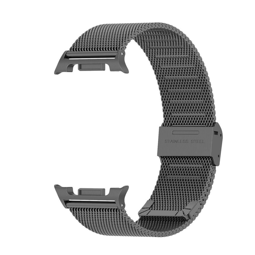 Compatible with Samsung Watch8/Ultra: Stainless Steel Milanese Magnetic Strap with Three-Bead Design and Steel End Links.