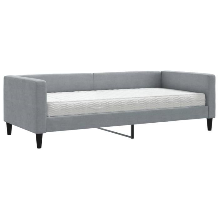 VidaXL Lit de jour avec matelas gris clair 90x200 cm tissu 3196560