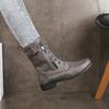 Large Size Cross-strap European and American Style Knight Boots Autumn and Winter Side Zipper Square Heel Round Head Women's Boots