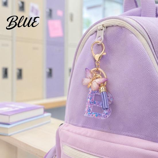 Comfortable To Carry Keychain Purple Series Pendant Sequins Star Initial Letter Charm Key