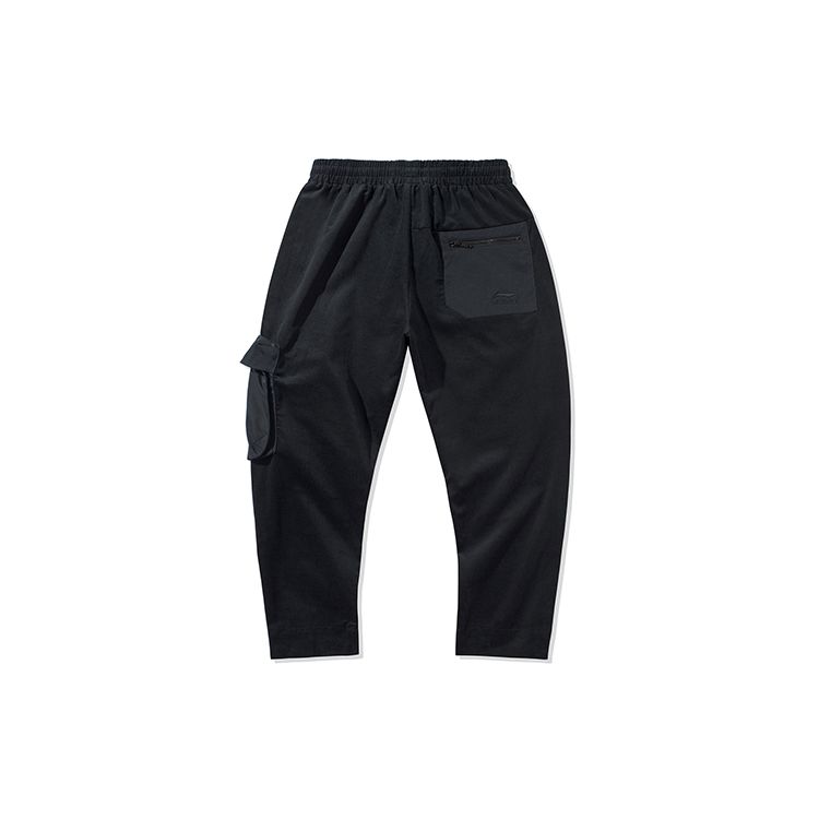 Li Ning Bad Five Série Basketball Côtelé Coupe Ample Pantalon Décontracté Sport Homme Pantalon Noir AKXQ513-1