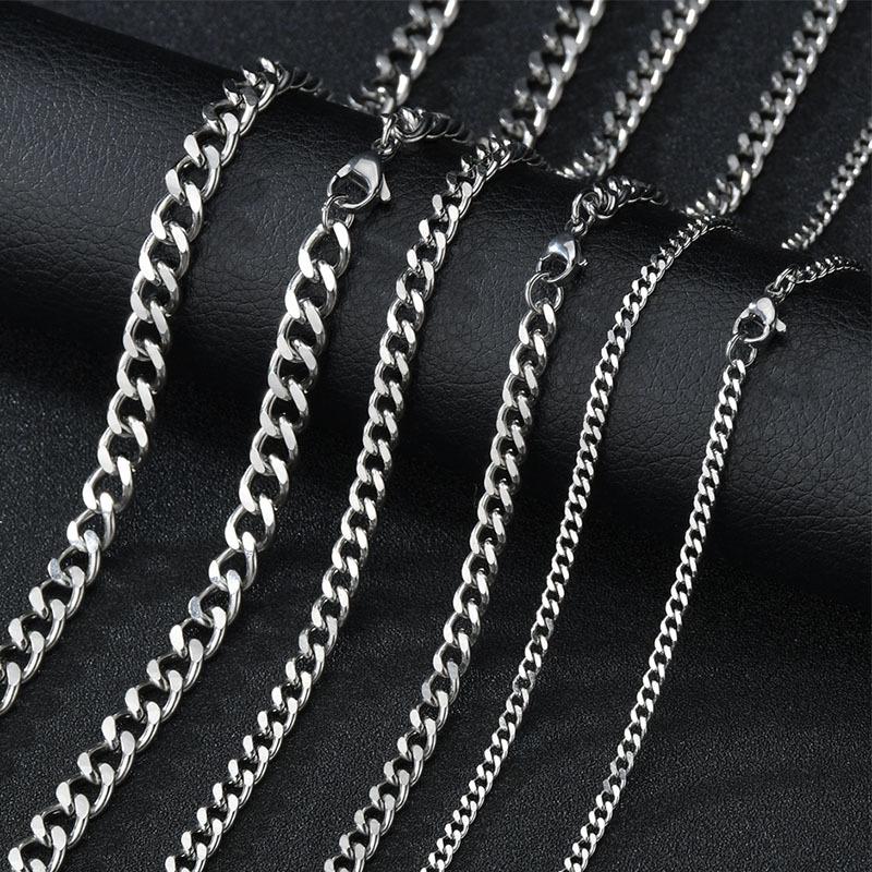 Stainless Steel Double-Sided Cuban Link Necklace - Trendy Hip Hop European American Style Chain Accessory