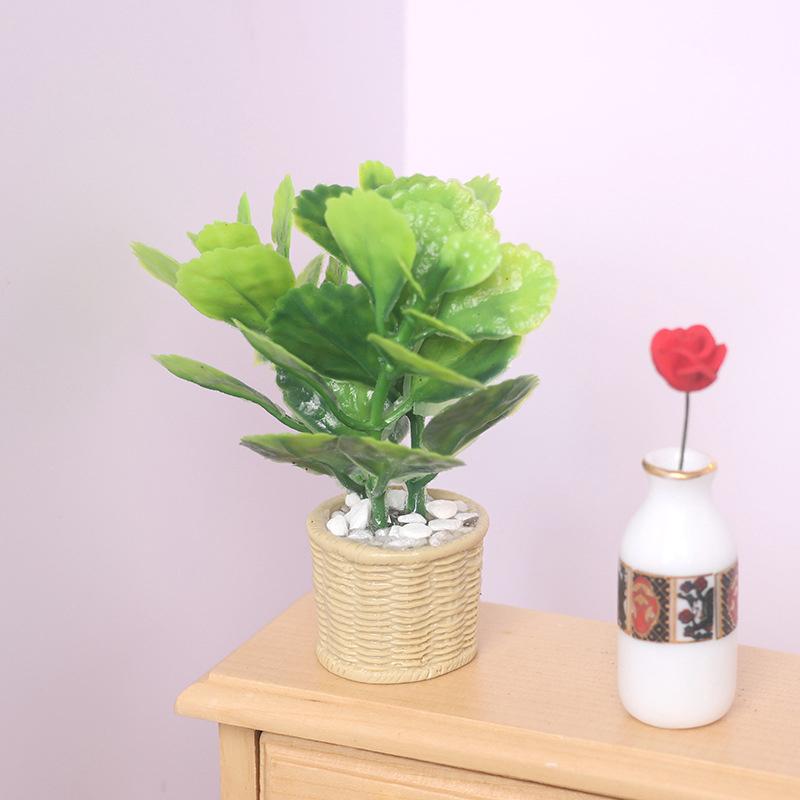 1:12 Miniaturní Simulační Zelená Rostlina pro Domeček pro Panenky Strom Máty Květináč Mini Květiny Květináč Ozdoby Model Domu Zahrady Dekorace Hračky