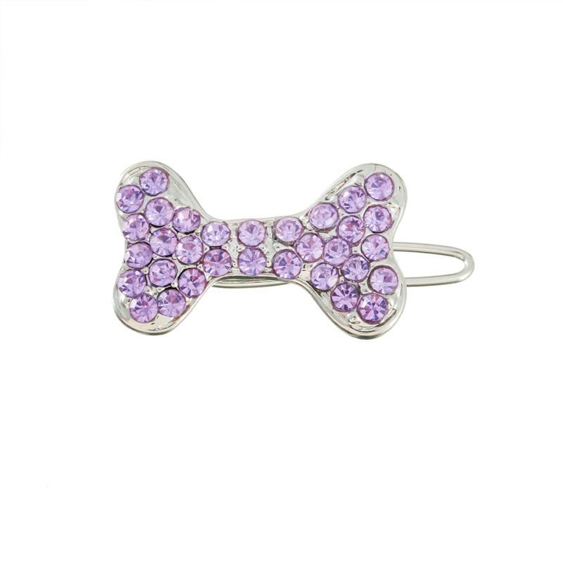 Non-slip Pet  Hair  Clips Bone-shaped Colorful Rhinestones Decoration Hairpin Hair Grooming