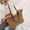 Bolsos de playa huecos simples a la moda, bolsos grandes tejidos de paja para mujer, bolso de mano