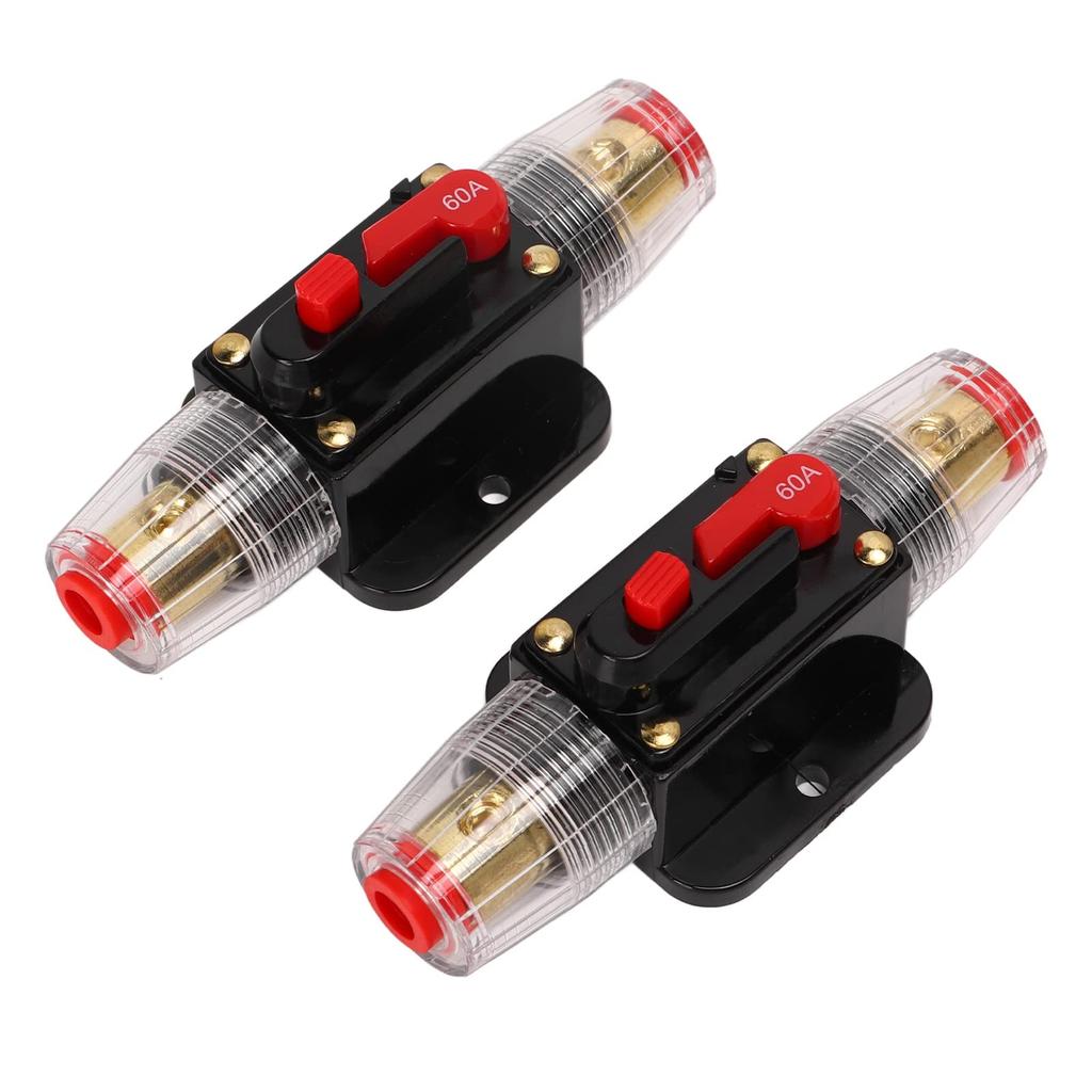 12 24V Inline Circuit Breaker, Lugs with Manual Reset Fuse Holder, Heat Shrink