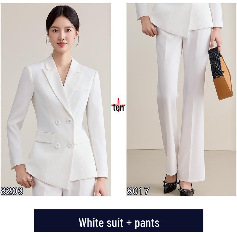 Damen High-End Weißes Anzugset für Herbst/Winter - Elegante Business-Formelle Kleidung