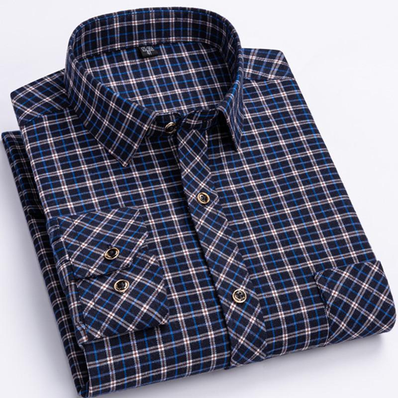 2026 New Men's Plaid Shirts Long Sleeve Checked Shirt Formal Fashion Thin Soft Classic Basic Casual Male Clothing 3XL 4XL