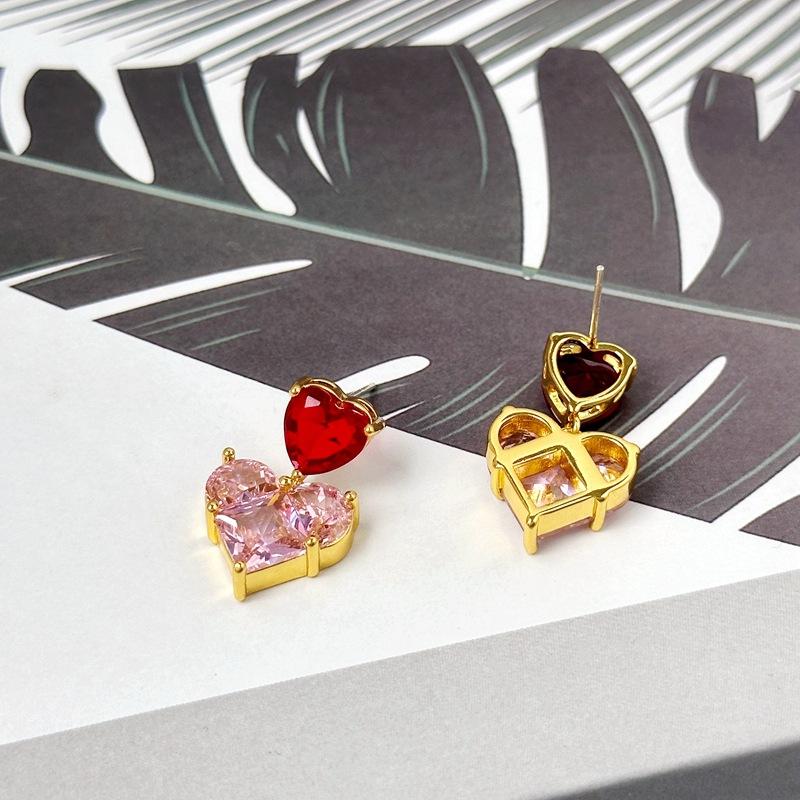 French Design Sweet Love Zircon Earrings High-End Stud Earrings Women