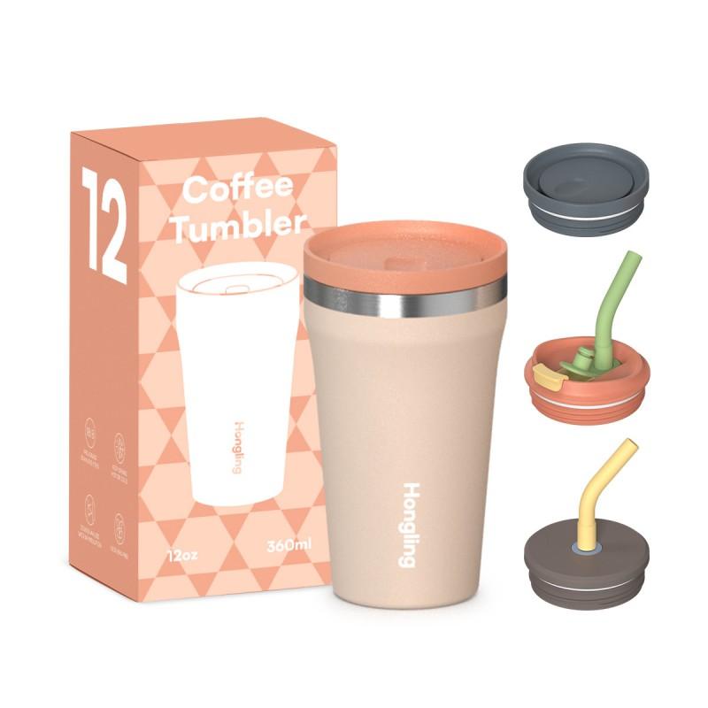 Stainless Steel Insulated Travel Mug With Flip Lid Straw 360ml 480ml Vacuum Thermos Office Car Home