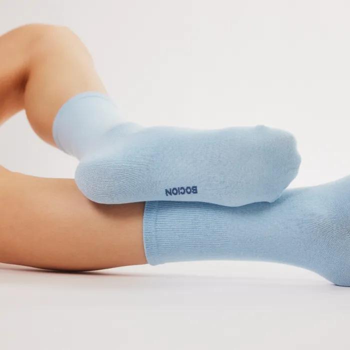 Cerulean Blue Solid Color Long Socks