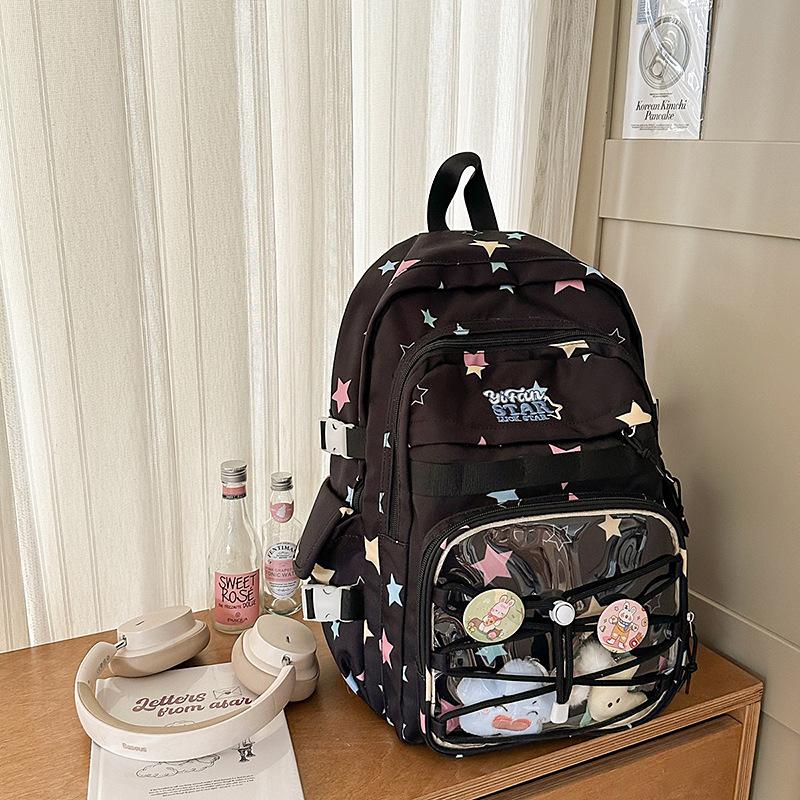 College style backpack women's new Japanese ins cute bar pain bag large capacity backpack junior high school schoolbag tide