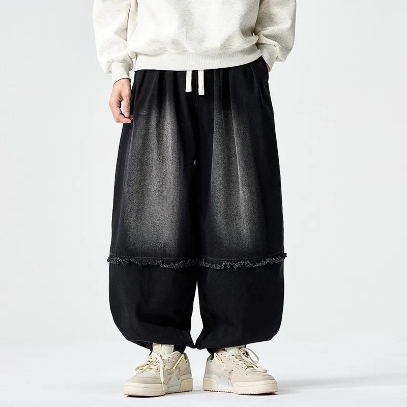 Autumn Winter Men's Vintage Casual Jeans Loose Denim Harem Pants Men Cotton American Retro Cargo Jeans Streetwear Denim Trousers