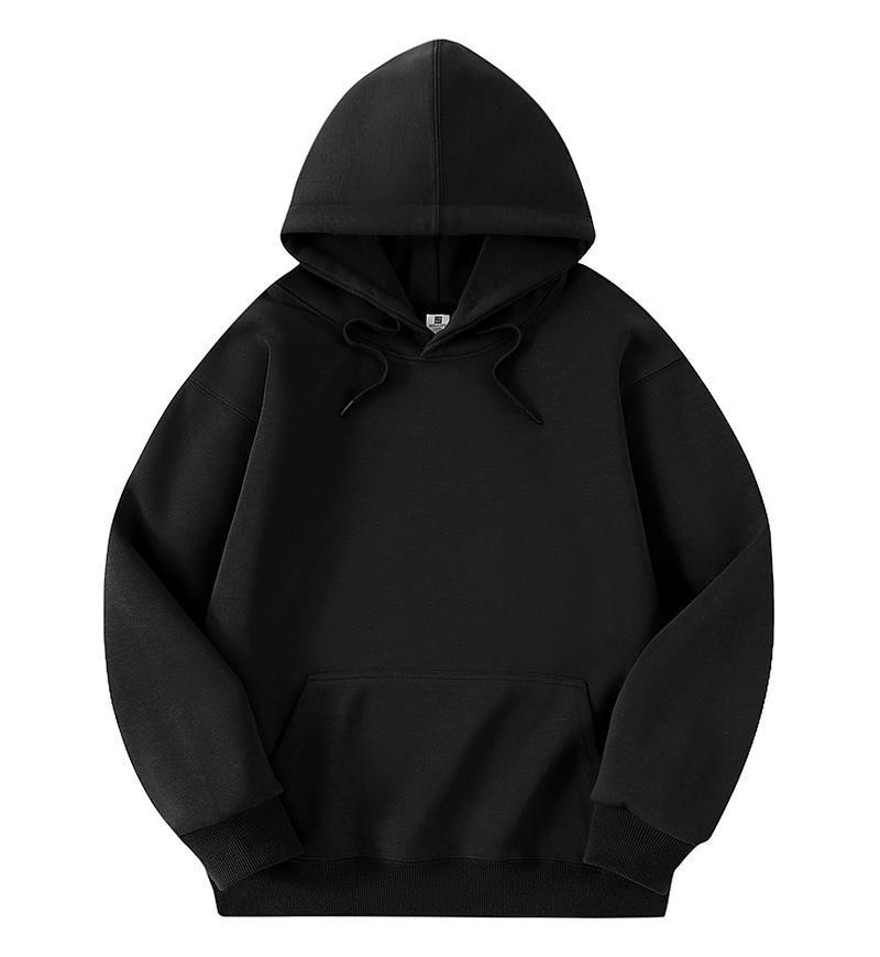 Hua Cotton Drop Shoulder Double Hood Sweatshirt - 300g Casual Solid Color Loose Fit (681)