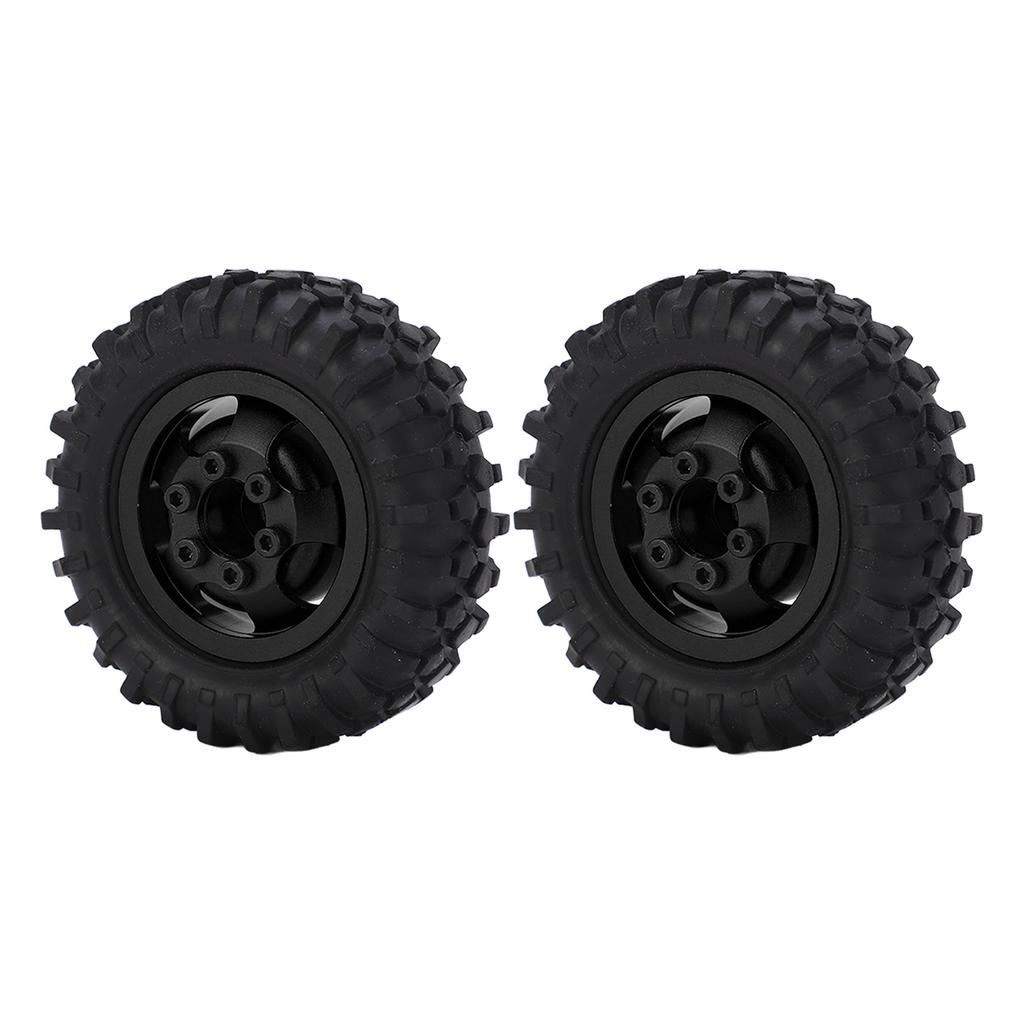 2pcs set 55mm Metal Wheel Rims Tires Set for AXIAL SCX24 1 24 RC Car Wheel Rim Rubber TyreBlack