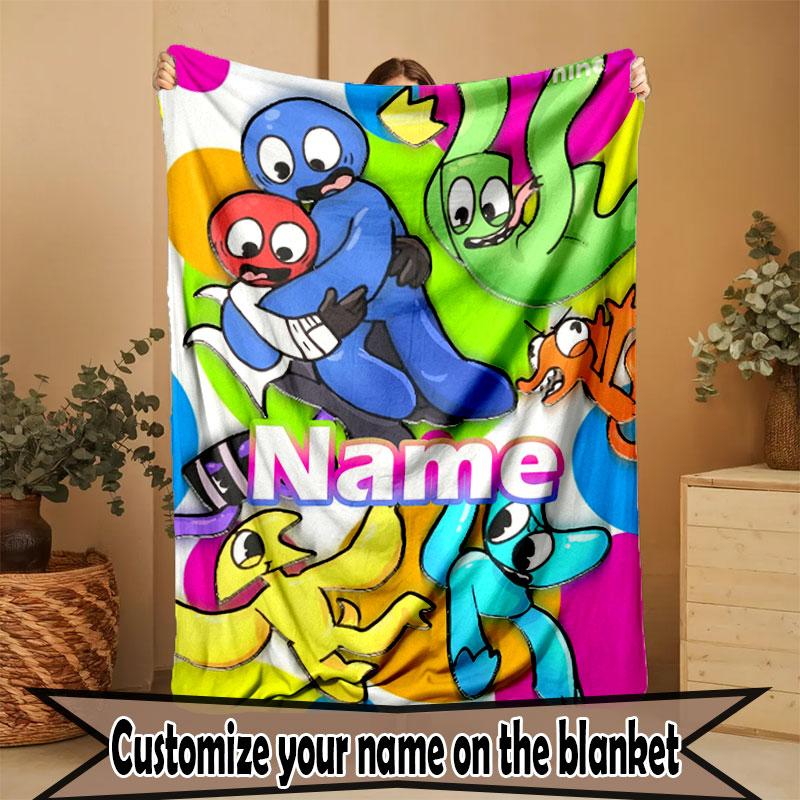 Kişiye Özel İsimli Oyun Rainbow Friends Baskılı Battaniye, Ev Dekorasyonu, Yatak Odası, Kanepe, Kamp, Koltuk, Doğum Günü Noel Hediyeleri